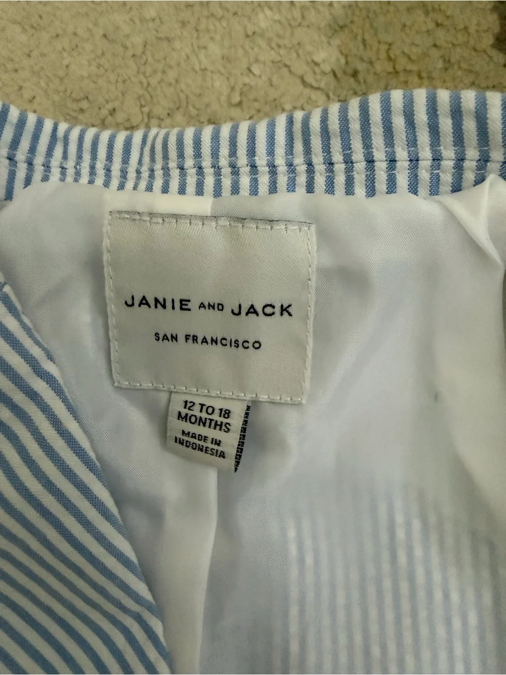 Janie and Jack Light Blue and White Striped Boys' Seersucker Blazer